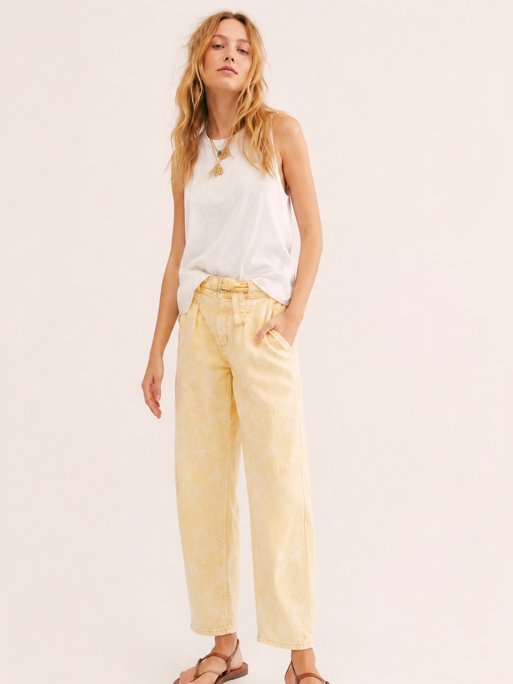 Free People Paloma Slouchy Yellow Jeans